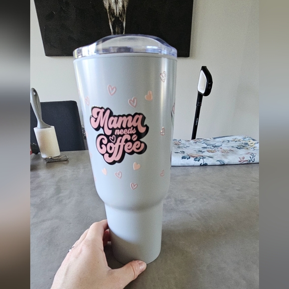 Awesome 40 oz grey tumbler Mama Needs Coffee - Picture 2 of 4